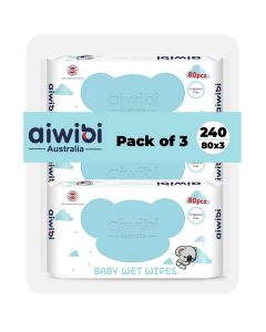 Fragrance Free Baby Wet Wipes, Pack of 3, 240 Sheets, Ultra Soft, Paraben & Alcohol Free