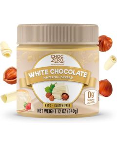 ChocZero Keto White Chocolate Hazelnut Spread - 12 oz Jar, No Sugar Added, Gluten Free, Naturally Sweetened with Monk Fruit