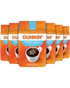 Dunkin' French Vanilla Flavored Ground Coffee - 18 Ounce (Pack of 6)
