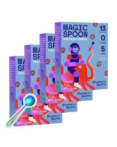 Magic Spoon Cereal High Protein Cereals Sugar Free Snacks Breakfast Food Grain Gluten Free Cereal Healthy Snacks for Kids Adults Low Carb Keto Friendly 4 Pack Blueberry Muffin