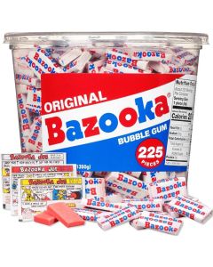 Bazooka Original Flavor Bubble Gum, 225 Count Bulk Tub with Vintage Comics