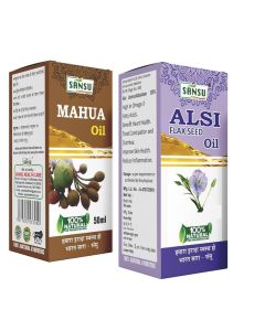 Sansu Mahua OIl Natural Ayurvedic Mahua ka Tel 50ml With Alsi Ka Tel Flexseed oil 100ml Pack of 2