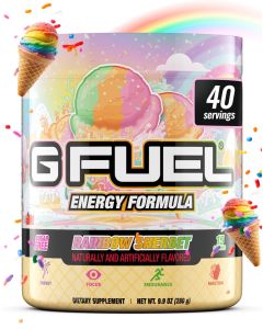 G Fuel Rainbow Sherbet Energy Drink Powder Pre Workout Caffeine Mix for Gaming Sugar Free Focus Amino Vitamin Antioxidants 99oz Rainbow Sherbet 40 Servings