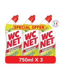WC Net Toilet Cleaner Intense Gel Lime Fresh 750 ml x 3 - Special Offer