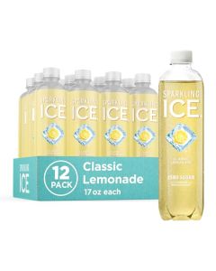 Sparkling Ice Classic Lemonade Sparkling Water Zero Sugar Flavored Water with Vitamins and Antioxidants Low Calorie Beverage 17 oz Bottles Pack of 12