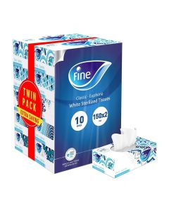 Fine Classic Facial Tissue, White Tissues 150 x 2 Ply, Pack of 10