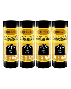 KOVAR Biodegradable & Antibacterial 33 Gallon Garbage Bags / Plastic Trash Bags / Leak-Proof Bin Bags for Wet & Dry Waste / 80 Pcs with 4-Pack Roll Set / Waste Bag for Indoor and Outdoor / 65cm x 95cm