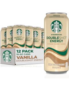 Starbucks Doubleshot Energy Drink Coffee Beverage Vanilla Iced Coffee 15 fl oz Cans 12 Pack