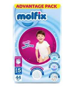 Molfix Baby Pants Junior Size 5 Jumbo Pack – 44 Pants / Easy Pull-Up, Extra Absorbent
