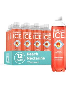 Sparkling Ice Peach Nectarine Sparkling Water Zero Sugar Flavored Water with Vitamins and Antioxidants Low Calorie Beverage 17 fl oz Bottles Pack of 12