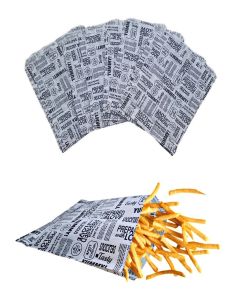 Inditradition Multipurpose Food Wrapping Paper Envelopes, Snack Bags / Pack of 100, White with News Print (Small, 5x8")
