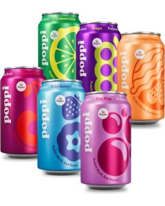 Poppi Sparkling Prebiotic Soda Variety Pack with Apple Cider Vinegar - 12 Fl Oz Cans (Pack of 12)
