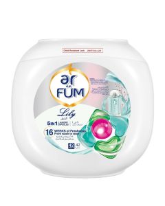 ArFum PODS, 5-in-1 Laundry Detergent Capsules with Scent Booster, Detergent Concentrate, Softener, Color Protect, Powerful Stain Remover in 1 capsule, 16 Weeks Long-Lasting Fragrance, 42 Pods, Lily