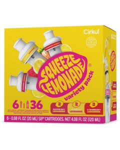 Cirkul Squeeze Lemonade Flavor Cartridge Variety Pack with B Vitamins - 6-Pack (2 Classic, 2 Strawberry, 2 Raspberry)