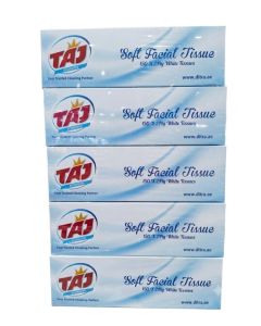 TAJ Facial Tissue 150 Sheets x5 Soft 2-Ply Gentle Face Tissue Pack