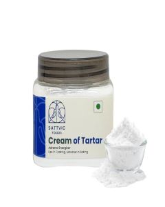 Sattvic Foods Cream of Tartar Powder (200 g) / Potassium Bitartrate / Keto-Friendly Adrenal Energizer / Use in Cooking, Leavener in Baking, Natural Non-Toxic Cleaner
