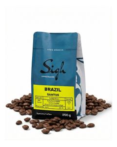 Sigh Coffee Brazil Santos Specialty Roasted Coffee / Single Origin / 100% Arabica / Medium Roast / Best For Espresso and Milk Based / 250g