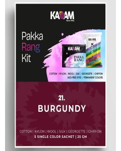 Kadam Pakka Rang Fabric Dye Colour / Burgundy / 25g Pack / Includes DyFix Color Fixer / Permanent Fabric Dyes for Old Faded Jeans and Clothes