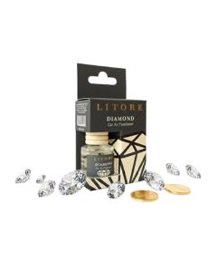 Car Air Freshener 8 ml / Long-Lasting Hanging Diffuser with Essential Oils / Car Perfume for Odor Removal / Elegant Glass Bottle & Wooden Cap Design (Diamond)