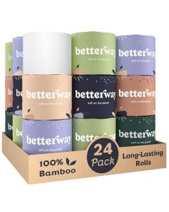 Betterway Bamboo Toilet Paper 3 Ply Sustainable Toilet Tissue 24 LongLasting Rolls 360 Sheets Per Roll Septic Safe Organic Plastic PFAS Free FSC Certified