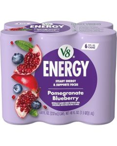 V8 Energy Pomegranate Blueberry Juice Energy Drink 8 fl oz Can 6 Pack