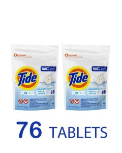 76 PODS Liquid Laundry Detergent Pacs, Free & Gentle, For Baby Sensitive Skin / 76 -count / For All Automatic Machine