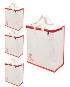 BLACKBOXES Canvas Reinforced Cotton Handles with Multipurpose Clothes Storage Organizer For Grocery vegetable shopping and Covers Zip Bags (Pack of 4)