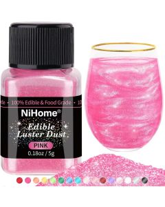 NiHome Edible Luster Dust Glitter Powder - Pink, 5g Food-Grade Decorative Sprinkle for Drinks, Cakes, and Desserts