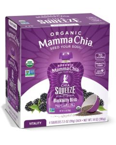 Mamma Chia Organic Vitality Squeeze Snack Blackberry Bliss 24 35 Ounce Chia Pouches USDA Organic NonGMO Vegan Gluten Free and Kosher Fruit and Vegetables with only 70 Calories