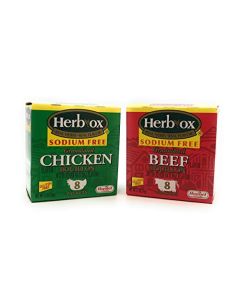 HerbOx Sodium Free Bouillon Bundle Beef and Chicken 16 Total Packets