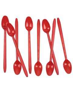 8 Long SodaSundae Spoons Red 100
