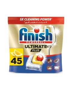 Finish Ultimate Plus Dishwasher Tablets, Lemon Scent, 3x More Cleaning Power, 45 Tabs