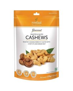 Rostaa Gourmet Roasted And Salted Cashew Perfectly Salted With Low Sodium Salt- 170gms