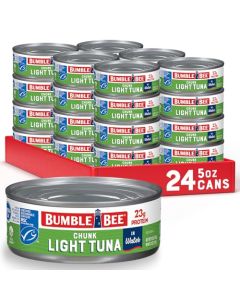 Bumble Bee Chunk Light Tuna In Water 5 oz Cans Pack of 24 Wild Caught Skipjack Tuna 23g Protein Per Serving MSC Certified Sustainable Seafood NonGMO Gluten Free Kosher