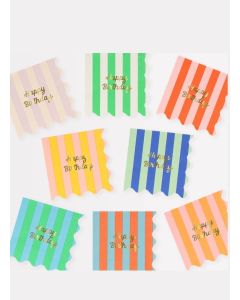 Stripe Happy Birthday Small Napkins