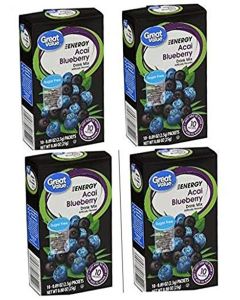 Great Value Energy Acai Blueberry Sugar-Free Drink Mix 10 per box (4 boxes)