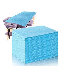 Tatuo 50 Pieces 31 x 70 Inches Disposable Bed Sheets Bed Cover Massage Table Sheet Nonwoven Fabric for Spa Lash Beauty Salon Waxing HotelsBlue