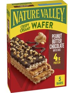 Nature Valley Creamy Wafer Bars, Peanut Butter Chocolate, 4g Protein, 5 ct