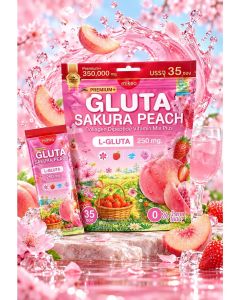 Mikeo Gluta Sakura Peach Instant Drink Mix with Collagen Dipeptide & Vitamins, Sugar-Free Daily Nutrition Powder