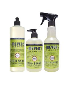 MRS MEYERS CLEAN DAY Kitchen Essentials Set Includes Hand Soap Dish Soap and All Purpose Cleaner Lemon Verbena 3 Count Pack
