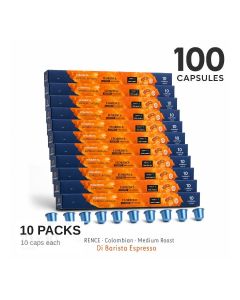 Di Barista Florence Coffee Capsules - Pack of 10 Sleeves – Colombian 100% Arabica Espresso Pods / Nespresso Compatible / Medium Roast / Chocolate & Caramel Notes
