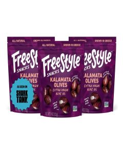 Freestyle Snacks, Olive Snack Packs - As Seen on Shark Tank - Fresh Pitted Kalamata Olives, Marinated in Extra Virgin Olive Oil, Salty Snack, Grown in Greece, All Natural, Non-GMO, 4oz (3 Pack)
