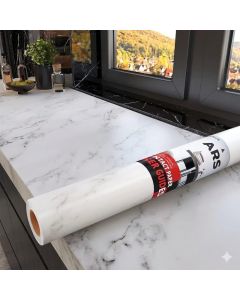 ARS® Marble Paper Granite Gray/White Roll for Kitchen Countertop and Cabinet Renovation (40 x 200 cm)