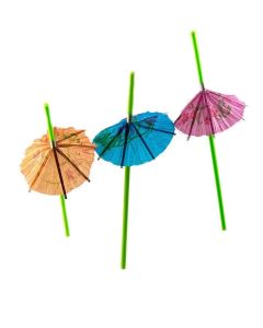 Concession essentials luau part straws 24 green umbrella straws and 24 pink palm from straws. Total 56 straws