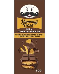 Yummy Dose Milk Chocolate Bar With Crunchy Potato Chips & Peanut Butter Filling