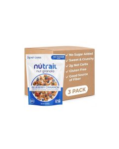 NuTrail Nut Granola Cereal Blueberry Cinnamon No Sugar Added Gluten Free Grain Free Keto Low Carb Healthy Breakfast Cereal 8 oz 3 Count