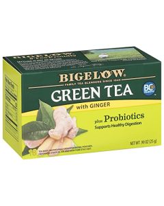 Bigelow Tea Green Tea with Ginger Plus Probiotics Caffeinated Tea with Ginger 18 Count Box Pack of 6 108 Total Tea Bags