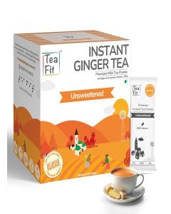 TeaFit NO SUGAR Instant Ginger Tea Premix (Pack of 20 Sachets) / Kadak Ginger Adrak Chai / Immunity Boosting Ayurvedic / Sugar Free Chai / Diabetic Friendly / Healthy Daily Wellness Tea