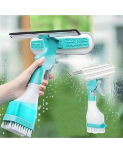 PIKFOS Car Window Cleaner Household Glass Cleaning Tool 4in1 Glass Cleaning Scraper Window Cleaning Tool with SprayBrush CleanerWipe for Car Windshield Glass Pack of 1